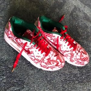 Air Max 90 Nike Christmas Candy Cane Tennis Shoes 8M